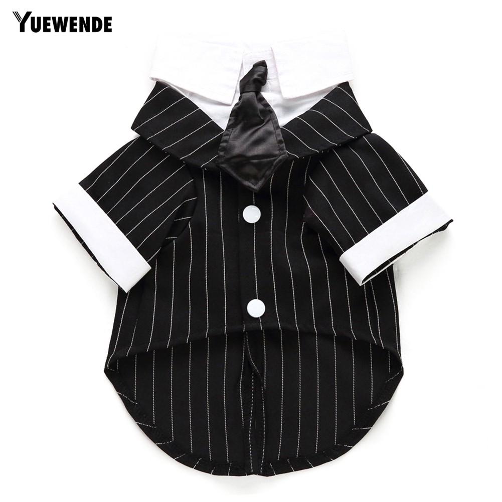 YUE ✻ Pet Dog Puppy Formal Tuxedo Suit Striped Wedding Bow Tie Jacket Costume Clothes
