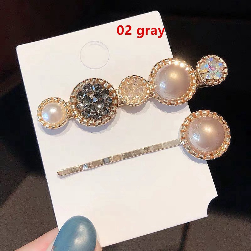 Kẹp Tóc Thẳng Đính Đá / Ngọc Trai Nhân Tạo Phong Cách Hàn Quốc