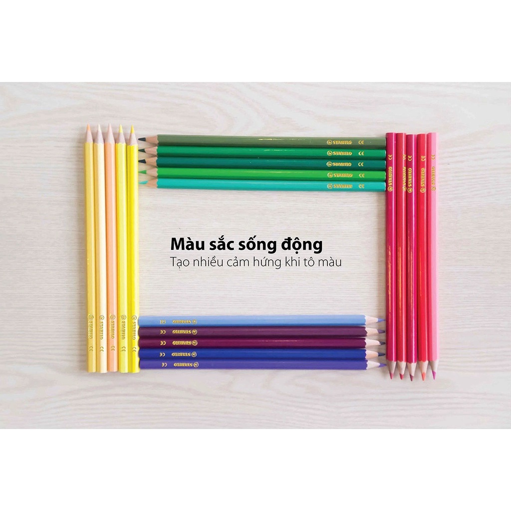 Bộ 12 hộp bút chì màu tẩy xóa được STABILO Swans 36+2 màu/ 48 màu