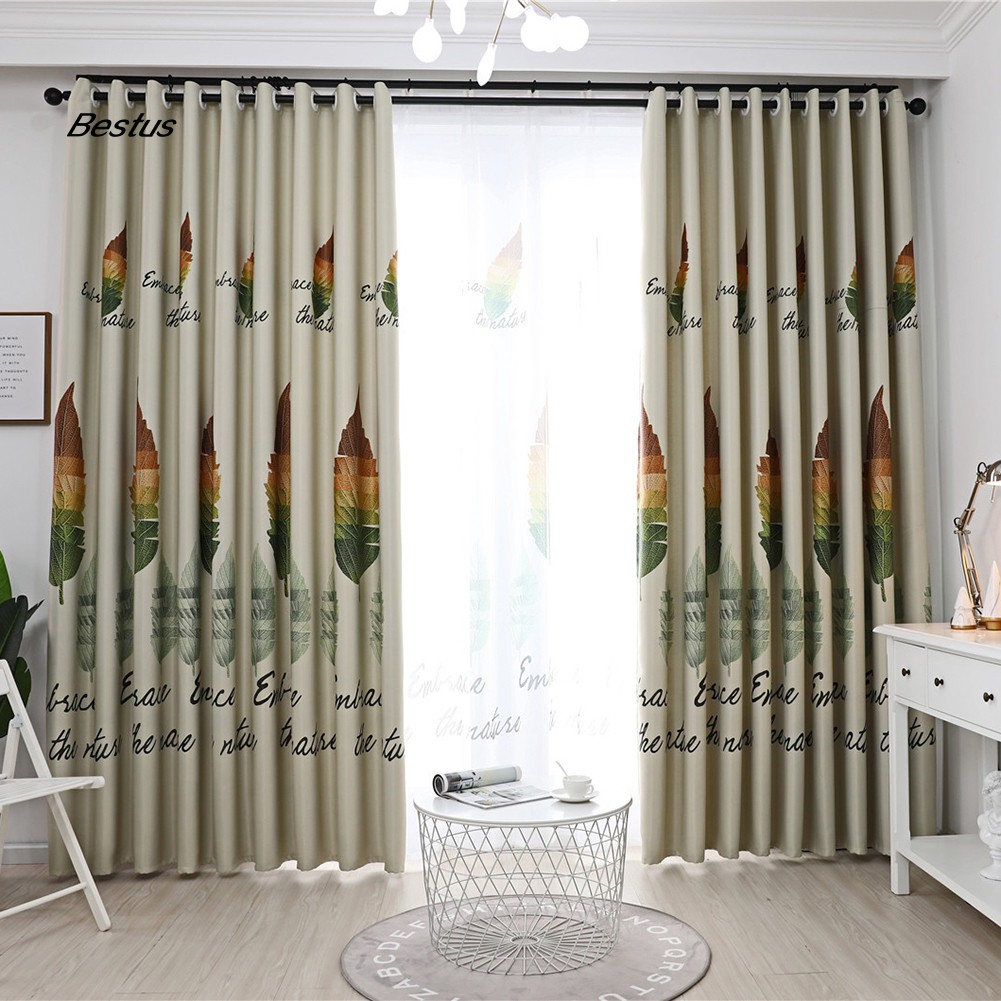 Rèm cửa họa tiết chiếc lá độc đáo dùng trang trí kích thước 100x250cm