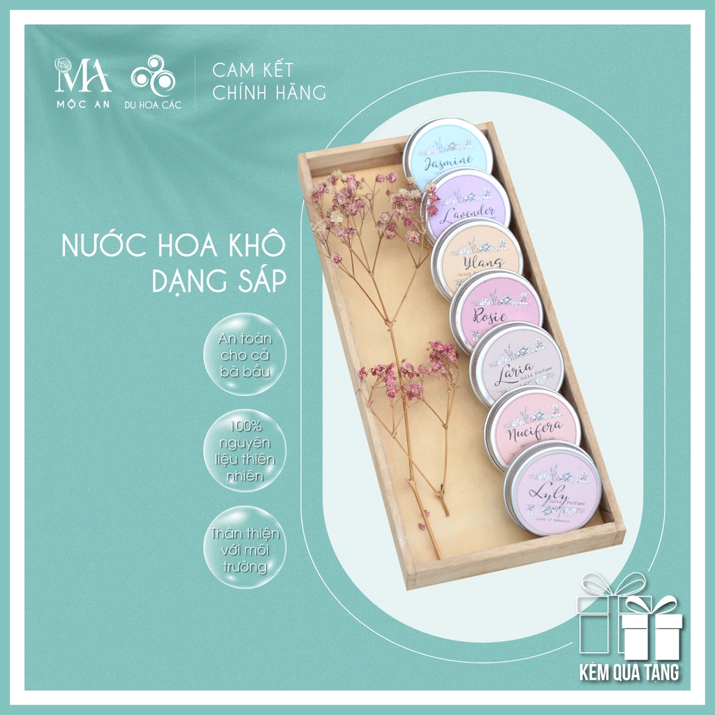 Nước Hoa Khô Dạng Sáp MỘC AN Nước Hoa Khô Hương Thiên Nhiên Thơm Lâu Ngọt Ngào An Toàn Thuần Khiết 15g - Du Hoa Các