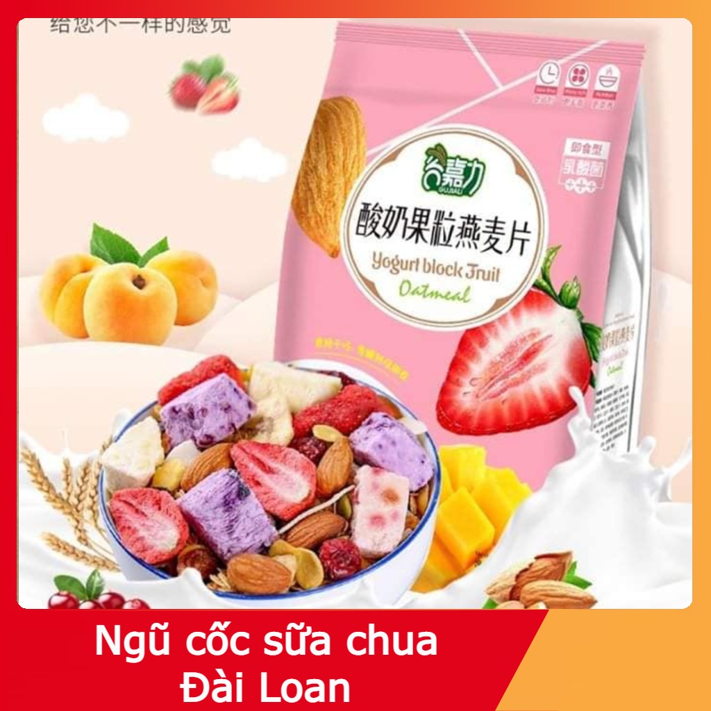 [GIẢM CÂN] Ngũ cốc sữa chua mix hạt, hoa quả Đài Loan YOGURT FRUIT OATMEAL gói 500g