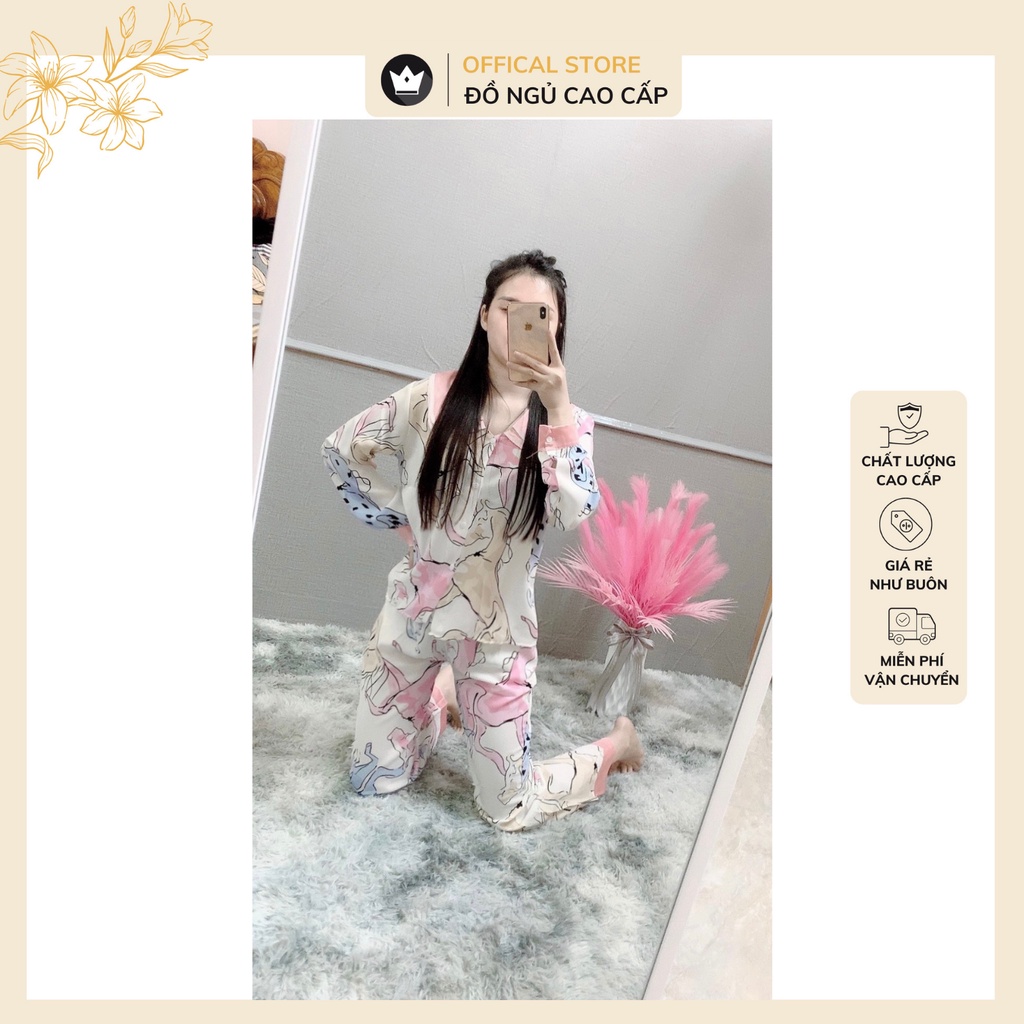 Đồ bộ pijama - bộ mặc nhà dài tay họa tiết sang chảnh,chất vải mịn màng,sang trọng