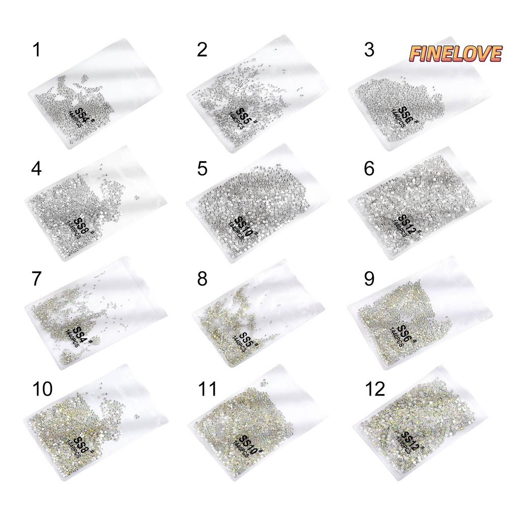 Set 1440 Hạt Đá Thủy Tinh Trong Suốt Dùng Trang Trí Móng Tay Ốp