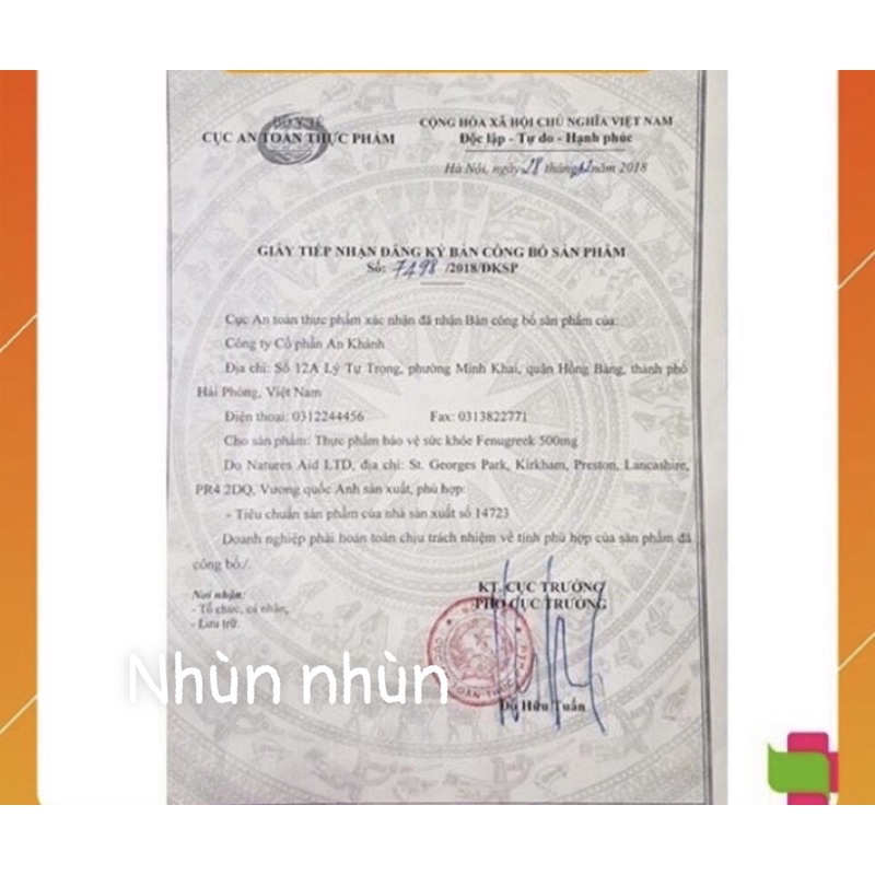 (Date mới)Cỏ lợi sữa Fenugreek chính hãng Uk -date mới theo lô