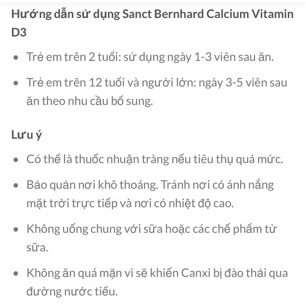 Viên Ngậm Sanct Bernhard Calcium Vitamin D3 Vị Socola, 150 Viên