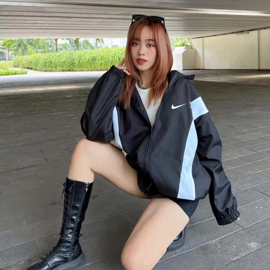 Áo khoác nam nữ, áo khoác gió Nike chất dù cao cấp 2 lớp xịn xò, phối tay độc lạ form chuẩn i hình 709 Bico Studio