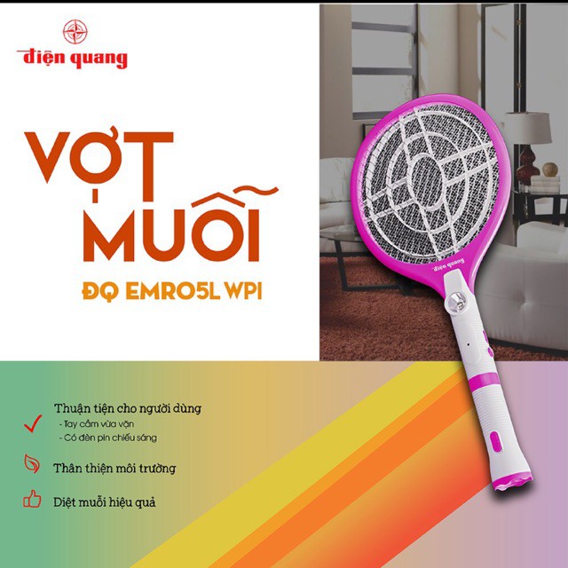 VỢT MUỖI ĐIỆN QUANG EMR05 WPI ( ĐÈN PIN RỜI) CHÍNH HÃNG
