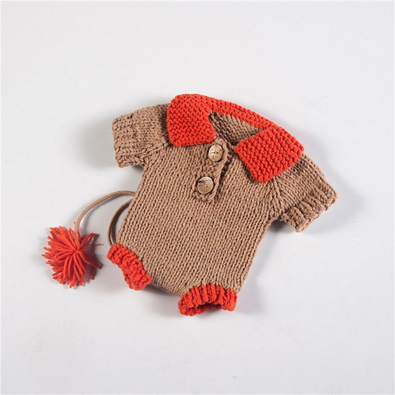 Set Đồ 2 Món Gồm Áo Liền Quần Dệt Kim + Mũ Làm Phụ Kiện Chụp Ảnh Cho Bé Sơ Sinh