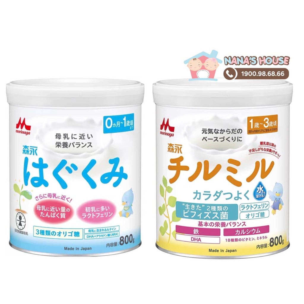 Sữa Morinaga nội địa Nhật Bản đủ số 0-1, 1-3 Date mới, hàng Air 800g