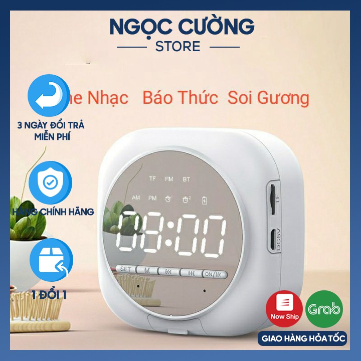 Loa Bluetooth Đài FM Tích Hợp Đồng Hồ Báo Đài FM Màn Hình Tráng Gương hót 2020