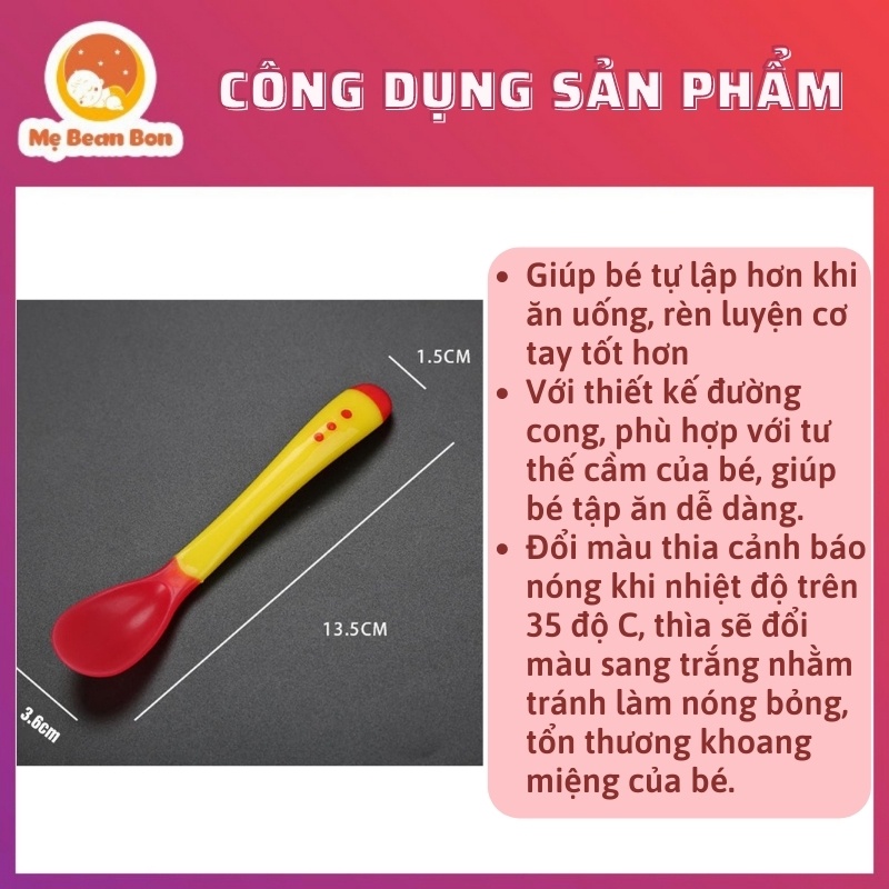 Thìa Báo Nóng Ăn Dặm Cho Bé Từ 6 Tháng Tuổi Trở Lên Chất Liệu Silicon Cao Cấp