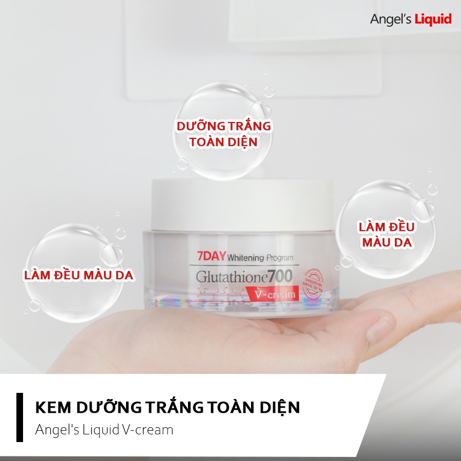 [Mã FMCG8 - 8% đơn 250K] Kem Dưỡng Trắng Da Angel’s Liquid 7 Day Whitening Program Glutathione 700 V-cream 50ml ( Đêm)