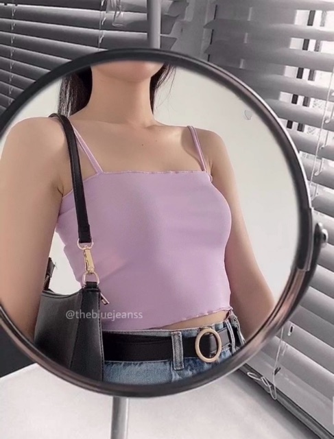 Áo 2 dây cuốn biên vải cotton mịn - Ảnh thật kèm clip | BigBuy360 - bigbuy360.vn