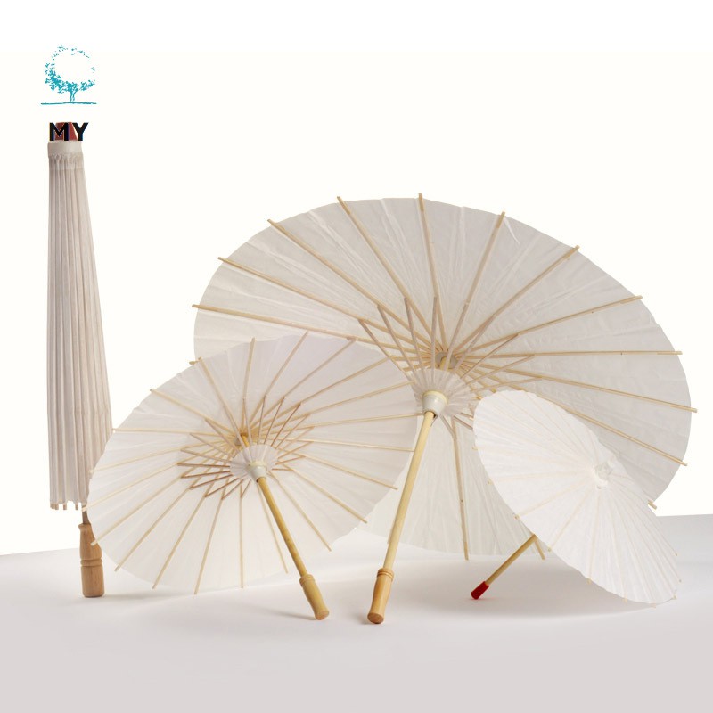 Dù giấy màu trắng phong cách Trung Hoa