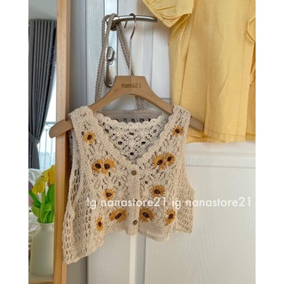 Áo croptop sợi đan hoa