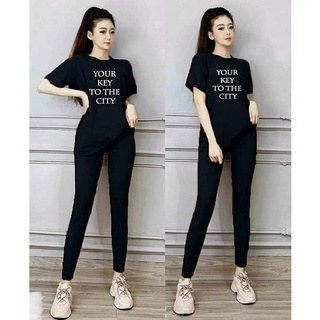 Set Bộ Cotton Phối Chữ Thêu Dáng Thể Thao - Hàng Y Hình