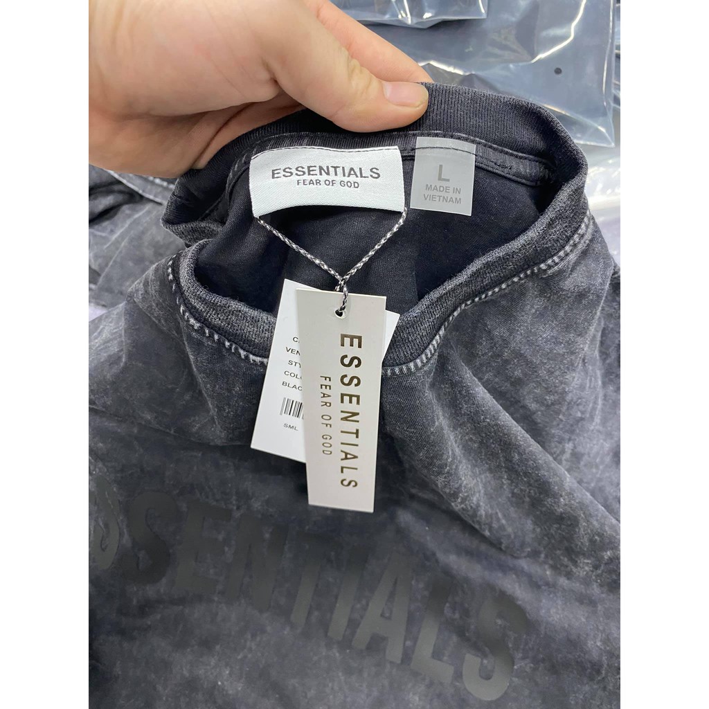 Áo thun Wash tay ngắn ESSENTIALS in cao su nổi Hogoto shop , Áo thun unisex nam nữ form rộng oversize chất liệu Cotton | BigBuy360 - bigbuy360.vn