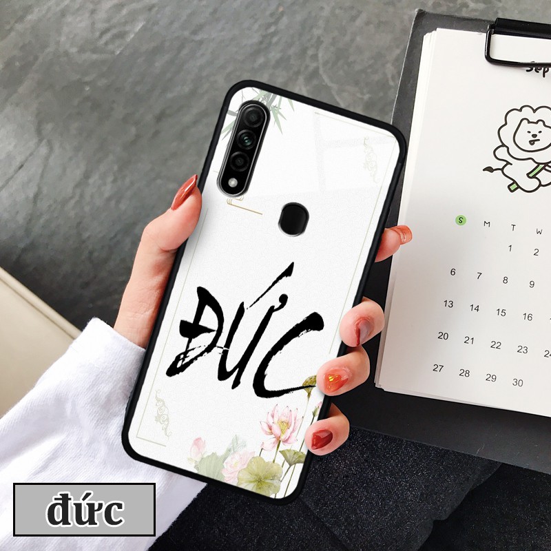 Ốp lưng kính 3D Oppo A8- chữ thư pháp ý nghĩa