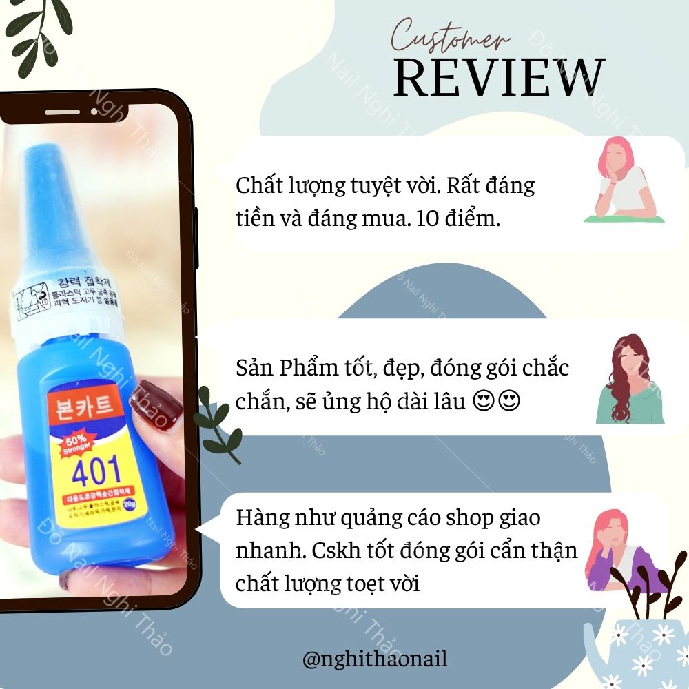 Keo 401 chính hãng , keo gắn móng giả siêu chắc 20g