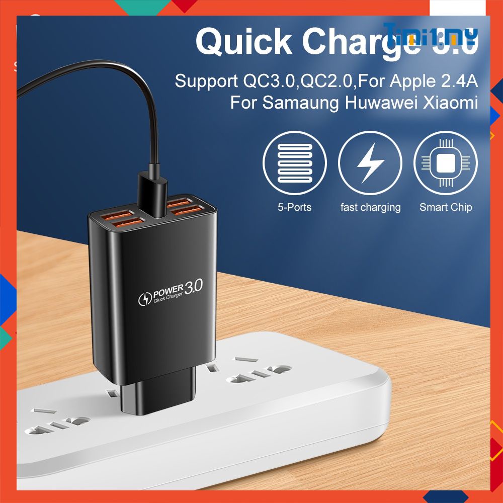 Đầu Sạc 5 Cổng USB Tiêu Chuẩn Âu Mỹ Chuyên Dụng Cho Điện Thoại Di Động Khi Đi Du Lịch Chuẩn Âu Mỹ 1