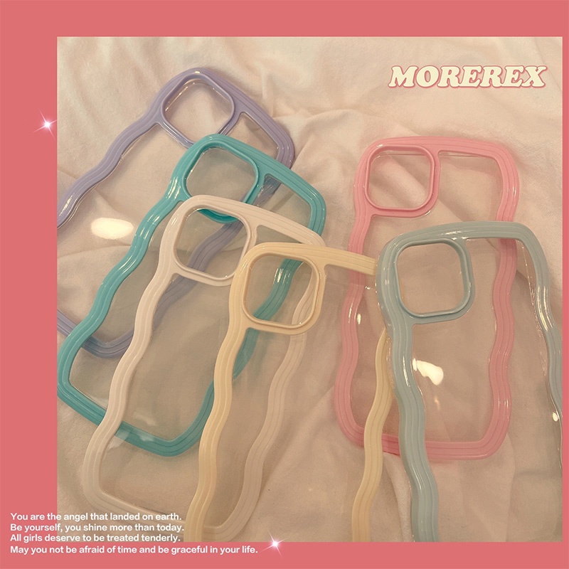 Ốp Điện Thoại Chống Sốc Màu Macaron Viền Gợn Sóng Cho IPhone 14 pro max 13 12 11 Pro Max 8 7 Plus X XS XR