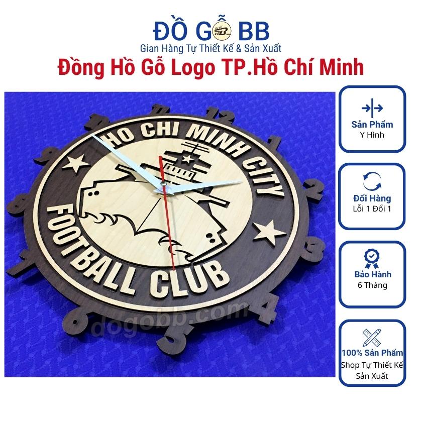 Đồng hồ bóng đá Việt Nam V League logo CLB THÀNH PHỐ HỒ CHÍ MINH (TPHCM) decor trang trí treo tường bằng gỗ - Đồ Gỗ BB