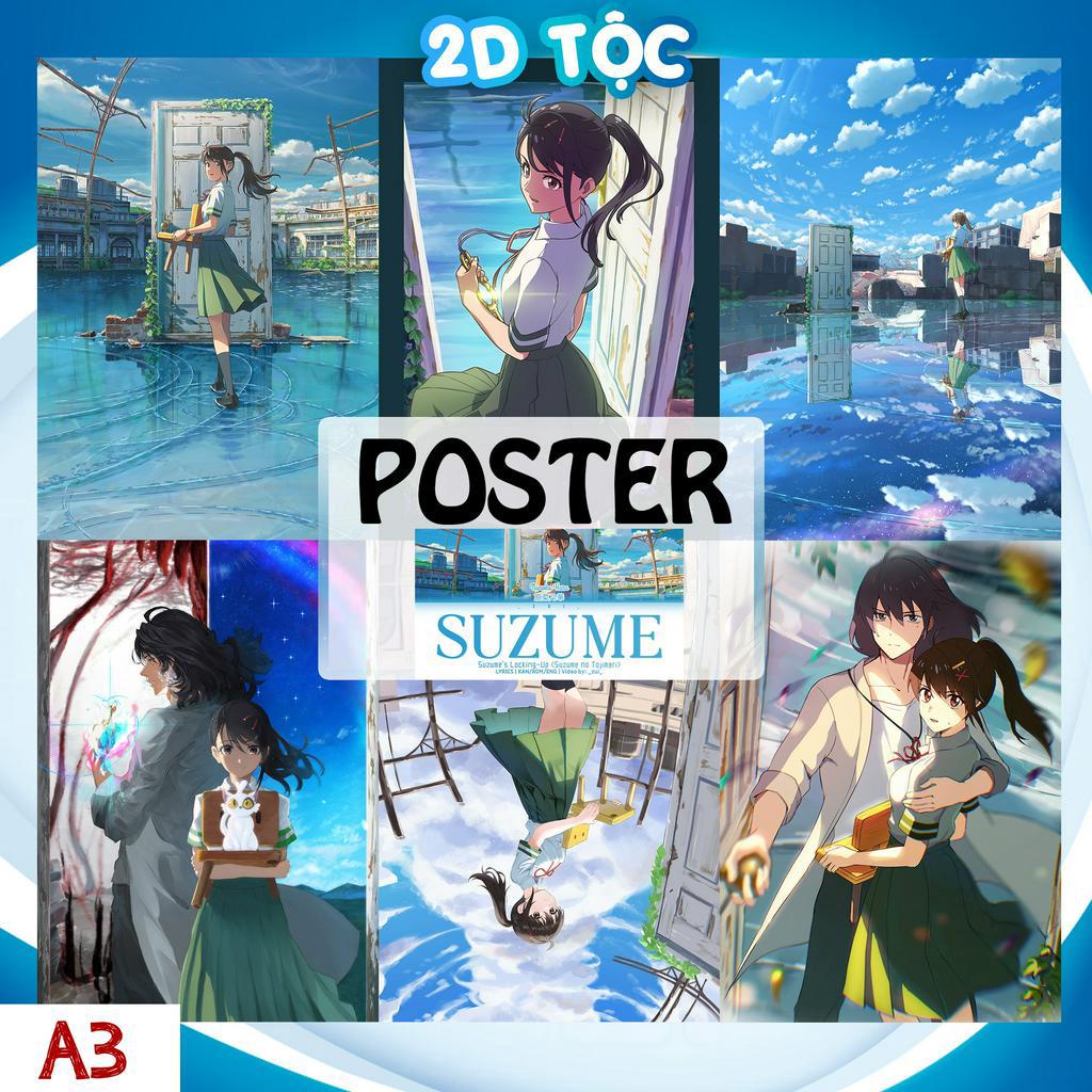 TRANH POSTER A3 Anime Manga Khóa chặt cửa nào Suzume Suzume no Tojimari CHẤT LIỆU GIẤY CAO CẤP - 2D Tộc Shop