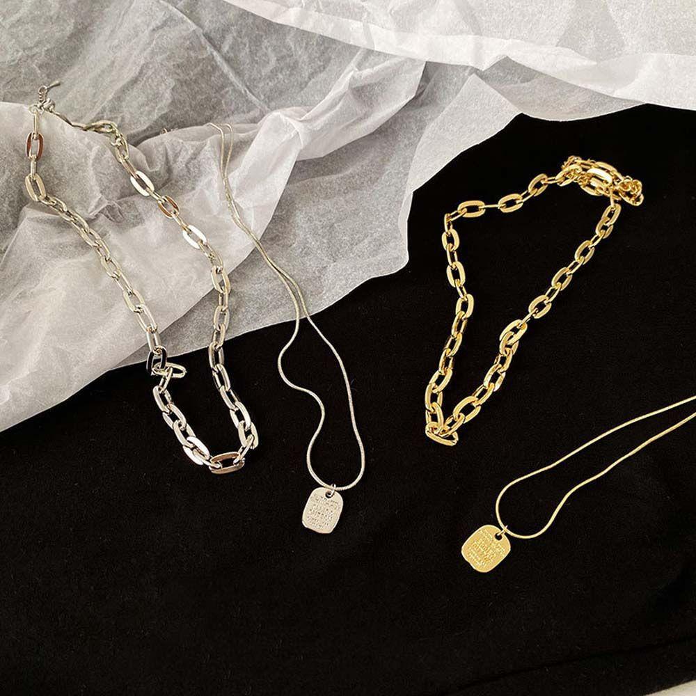 Vòng cổ Hai Lớp Bằng Kim Loại Phong Cách Hip hop Thời Trang Cho Nữ