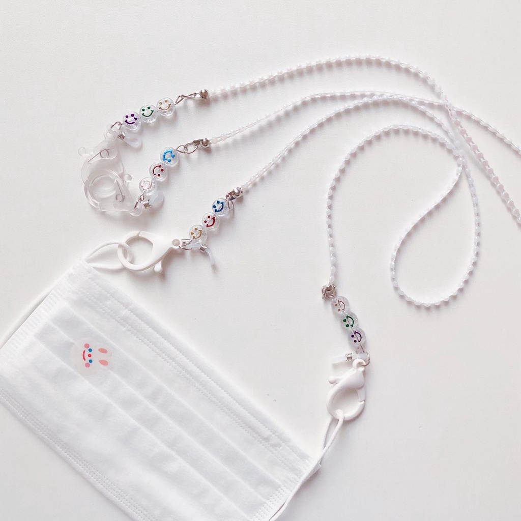 Dây Đeo Mắt Kính Gắn Hạt Acrylic Họa Tiết Mặt Cười Đơn Giản Chống Thất Lạc