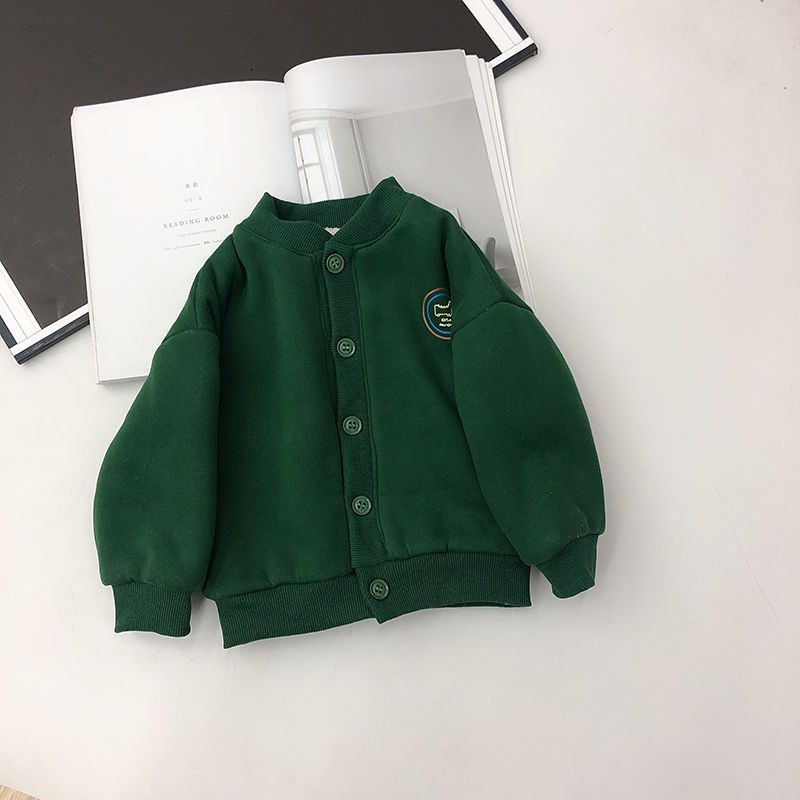 Áo Khoác Bóng Chày Bằng Lông Cừu Cỡ Nhỏ / Trung Bình Họa Tiết Hoạt Hình Thời Trang Thu Đông Cho Bé Trai