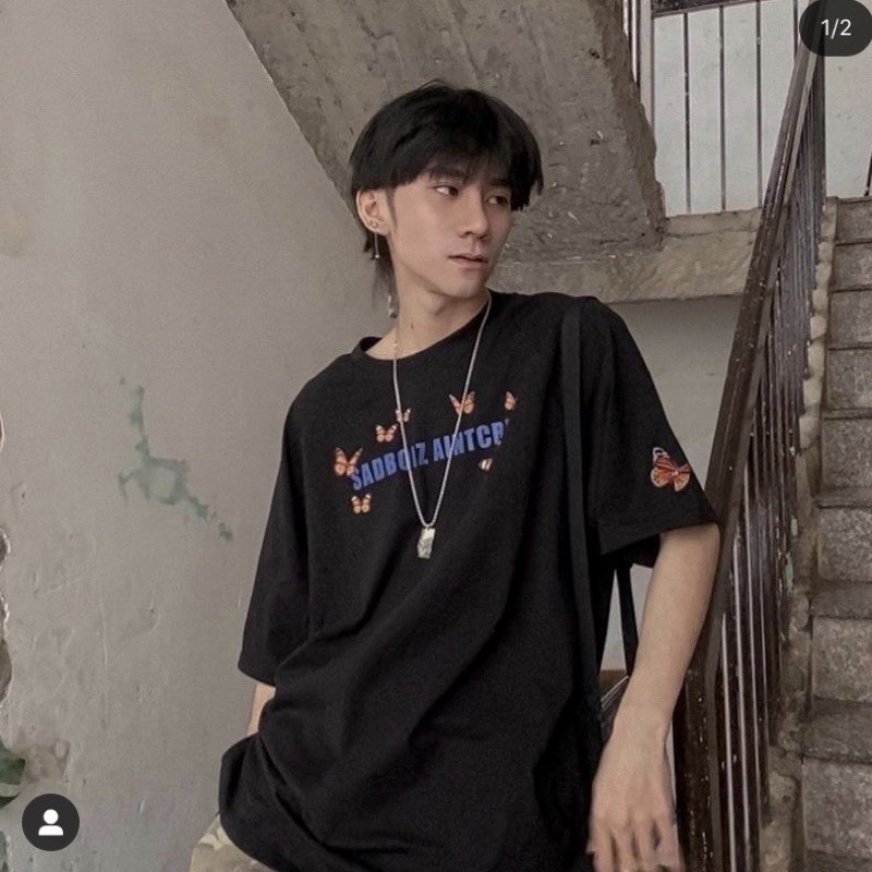 Áo Thun Sad Boiz Dreamy Butterfly Thêu Bướm + Mặt Cười Nam Nữ - Form Unisex 40-90kg MYMO SHOP