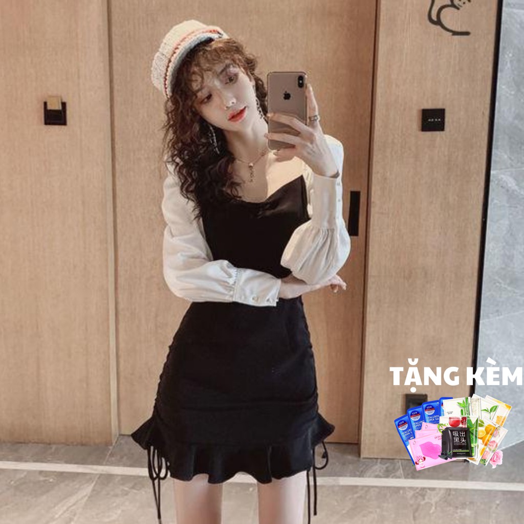 [Mã WAMT1505 giảm 10K đơn 0K] Đầm Nữ, Váy Nữ, Váy Dài Tay Đuôi Cá Dây Rút Phong Cách Trẻ Trung, Cá Tính SIXTEEN.