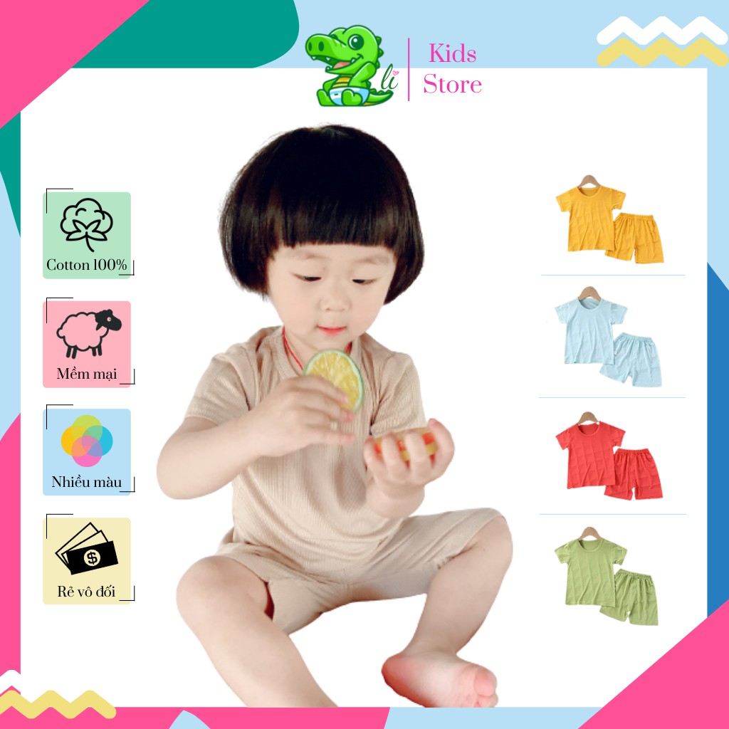 Đồ bộ cho bé, bộ quần áo ngắn tay chất liệu cotton nhiều màu cho bé trai, bé gái 1 - 6 tuổi B026