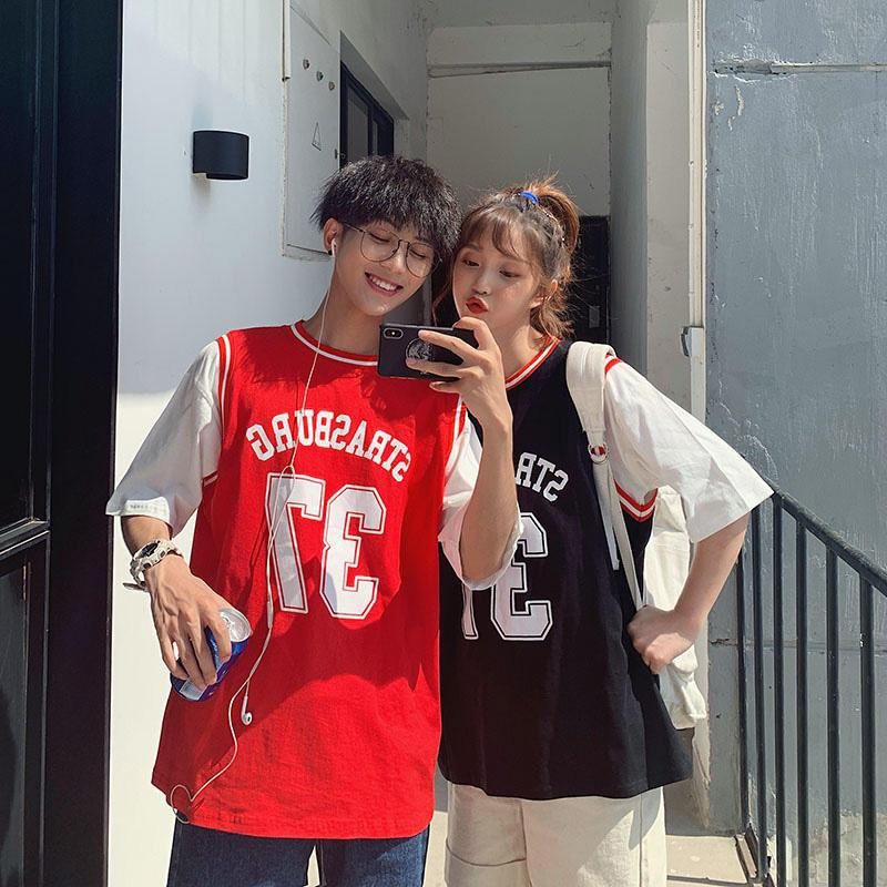 Áo thun nam nữ unisex dáng dấu quần phối tay số 37 trẻ trung cá tính/ Áo thể thao form rộng tay lỡ thời trang hàn quốc | BigBuy360 - bigbuy360.vn