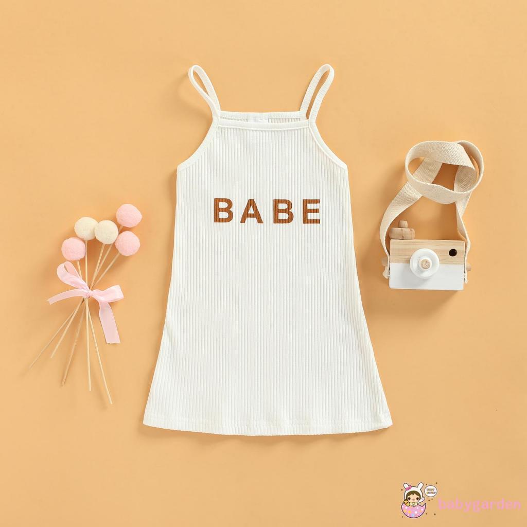 Đầm Hai Dây Dáng Chữ A In Chữ Thời Trang Mùa Hè Cho Bé Gái 1-6 Tuổi