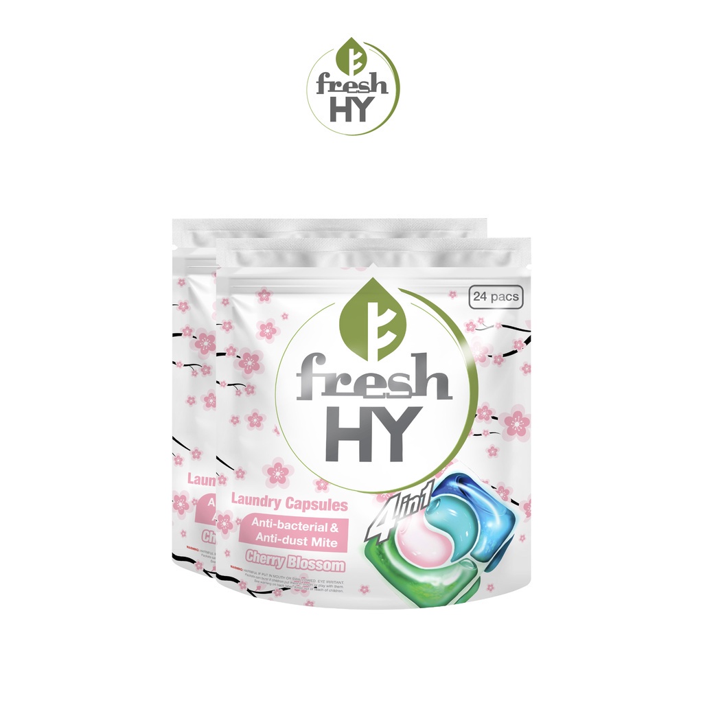 Combo 2 Túi Viên Giặt Xả Tiện Lợi 4 trong 1 Fresh Hy Hương Hoa Công Nghệ Nhật Bản (24 Viên)