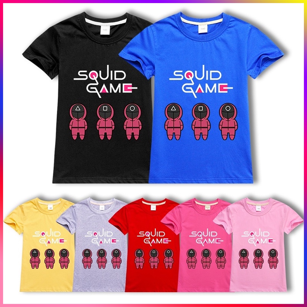 Áo thun bé trai và bé gái in hình Squid game, Áo trò chơi con mực, Chất liệu cotton thoáng mát mềm mịn, SSSHOP