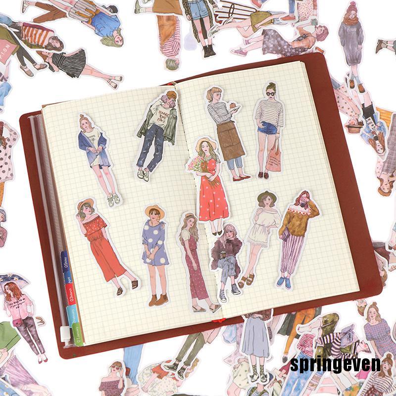 Bộ 100 Miếng Dán Trang Trí Sổ Tay Hình Cô Gái Đáng Yêu Thời Trang