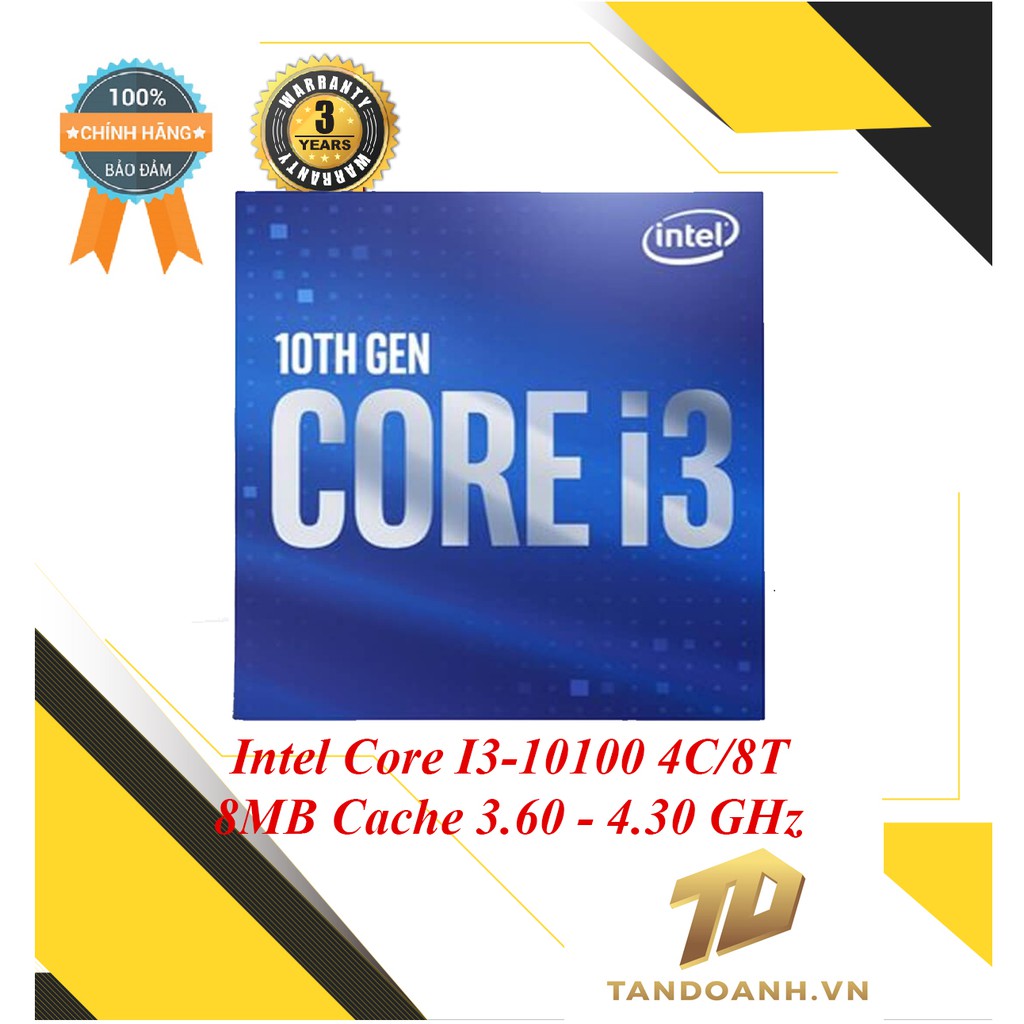 BỘ VI XỬ LÝ Intel Core I3-10100 4C/8T 8MB Cache 3.60 GHz Upto 4.30 GHz