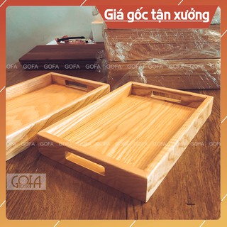 Khay gỗ bưng bê GOFA, khay trà, khay cafe hình chữ nhật có tay cầm, gỗ tự nhiên sang trọng GK012