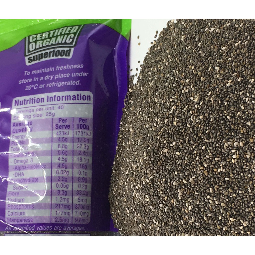 [Combo 3 bịch 1kg x 3 = 3kg] Hạt Chia organic hàng chuẩn của Úc.