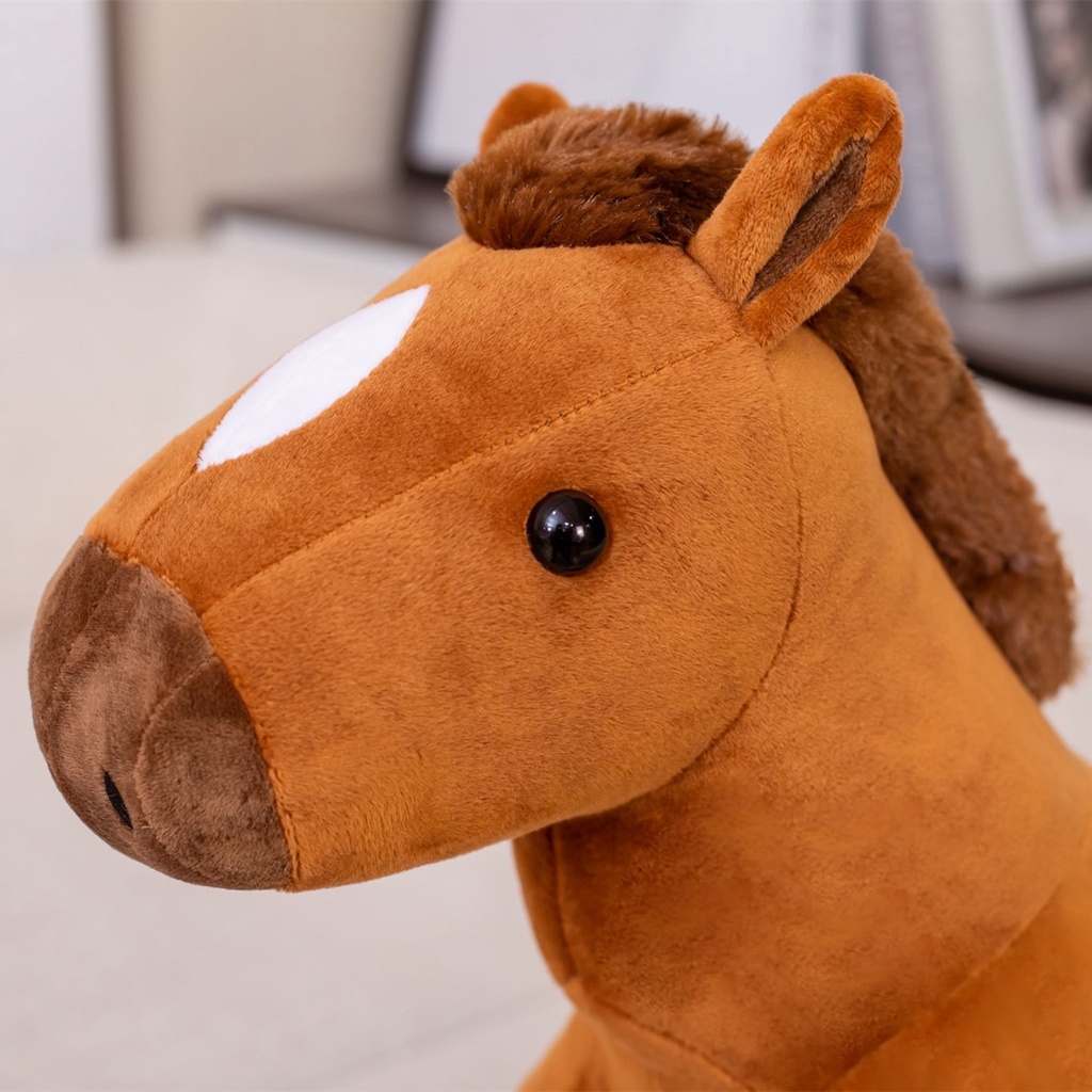AIXINI ✮60/80CM Simulation Sitting Horse Plush Toys Lifelike Brown White Horse Dolls Stuffed Soft Animal Toys Kids Birthday Decor Gift