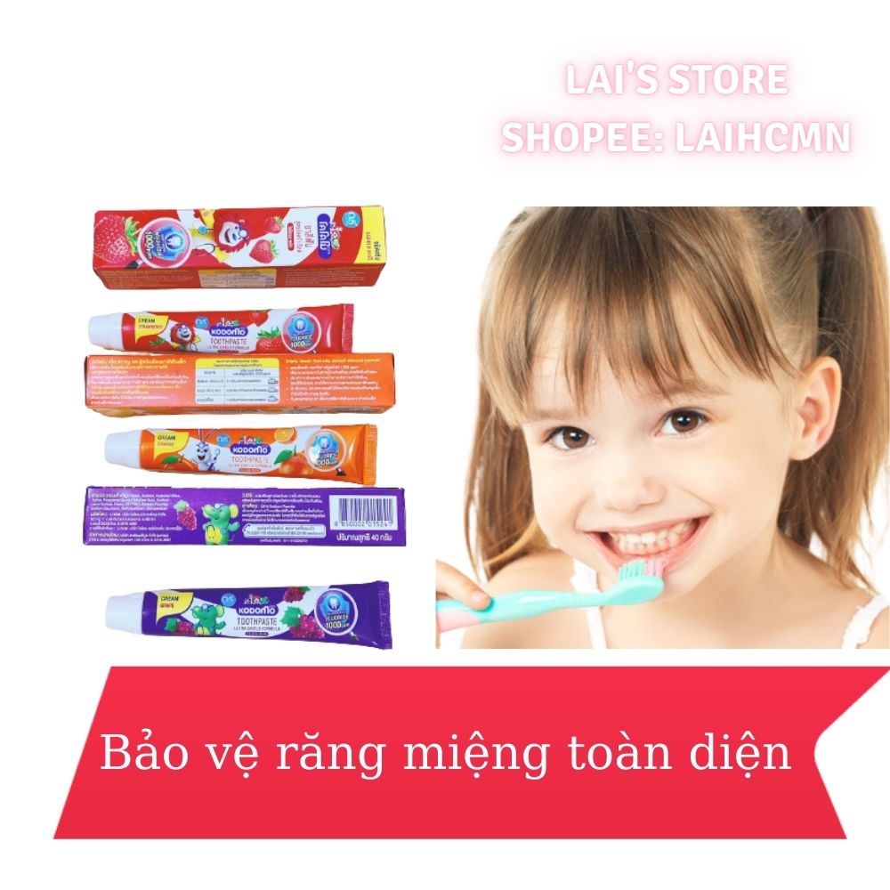 Kem Đánh Răng Trẻ Em Kodomo Toothpaste (40g) Hương Trái Cây Hấp Dẫn, Nuốt Được, Ngừa Sâu Răng, Bảo Vệ Nướu Chính Hãng