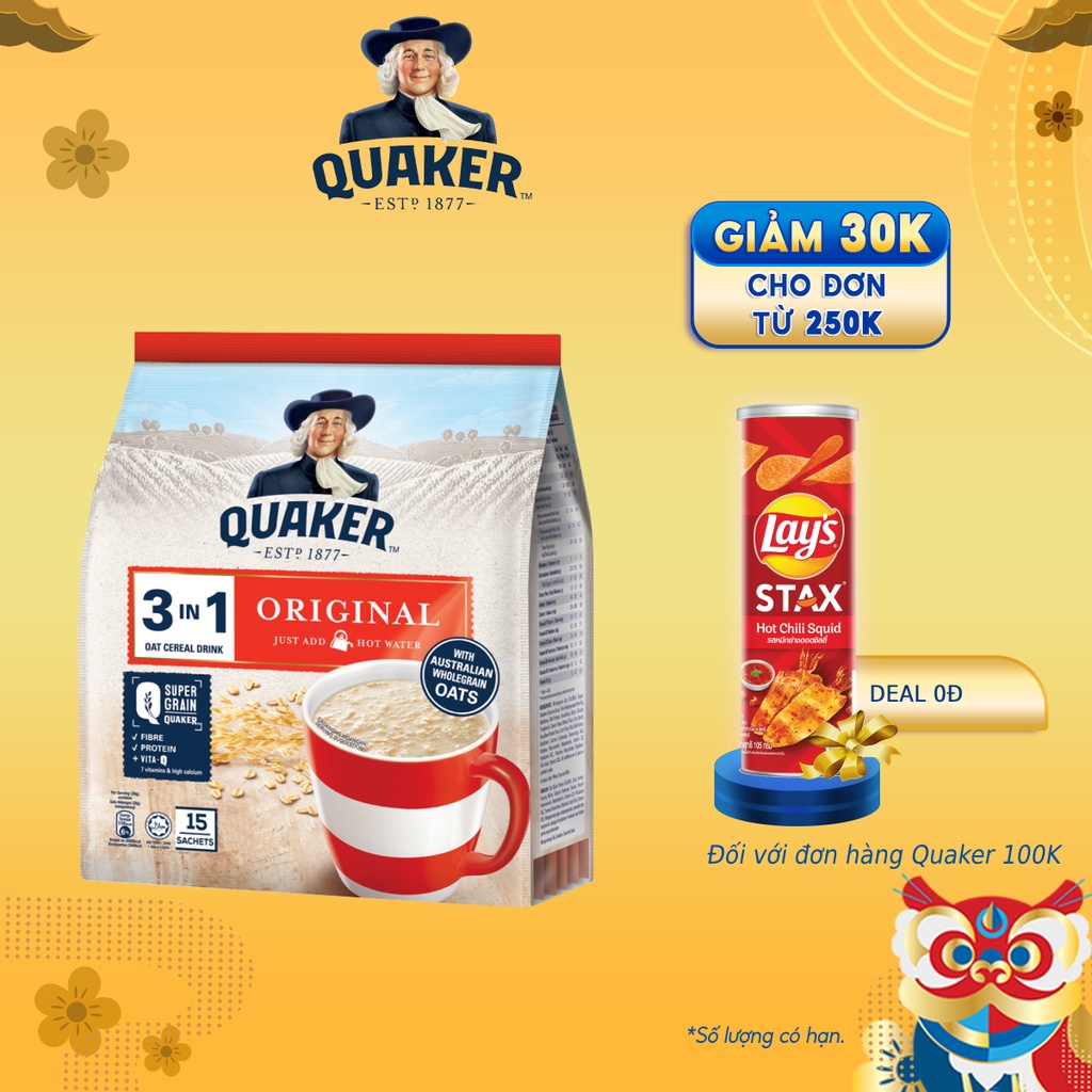 Thức uống yến mạch Quaker 3in1 Vị truyền thống túi 420g