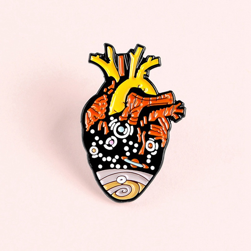 Art Organ Heart Enamel Pin Metal Planet Brooches Bag Clothes Badge Lssed
