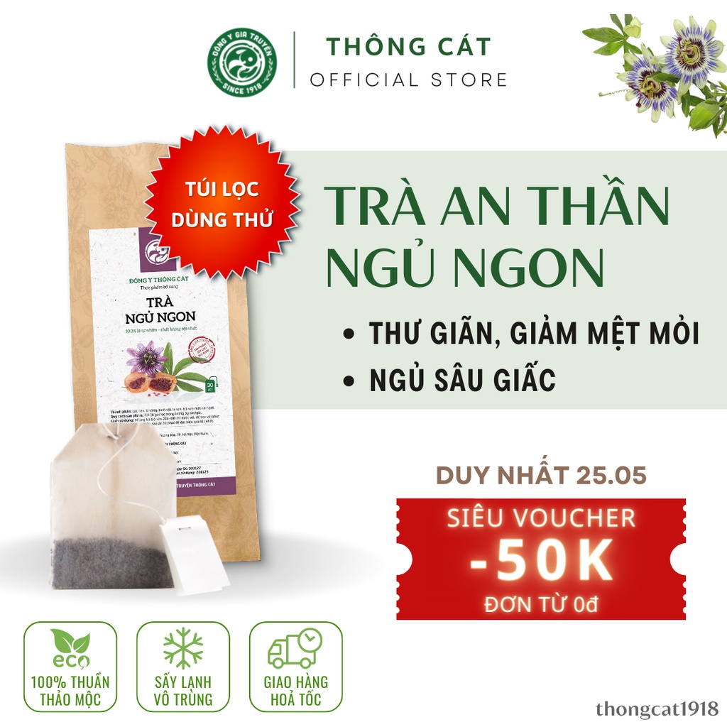 Trà Ngủ Ngon Đông Y Gia Truyền Thông Cát [DÙNG THỬ]_Giúp an th.ần, phòng và cải thiện tình trạng mất ngủ, trằn trọc