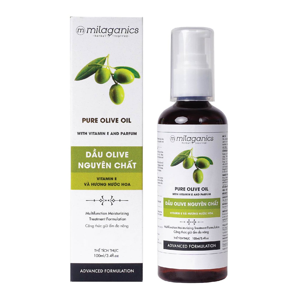 Dầu Olive Nguyên Chất Dưỡng Da - Tóc - Môi MILAGANICS 100ml (Chai)