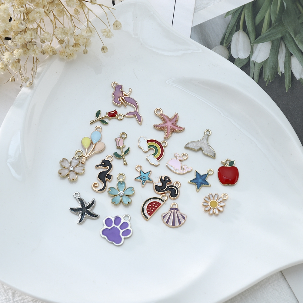 Set 20 mặt dây chuyền tráng men họa tiết ngẫu nhiên