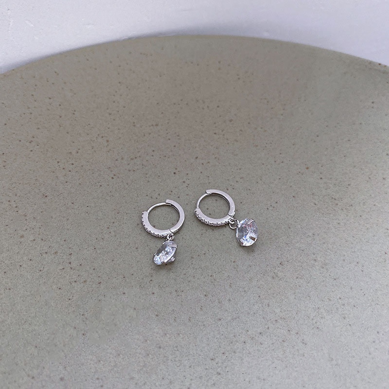 Khuyên tai chuôi bạc 925 đính đá Zircon Flash TODOKI Accessories T010 mạ bạc 925 sang chảnh,lấp lánh, hotrend